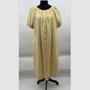 Faherty Dress Women Medium Yellow Organic Cotton Dream Gauze Maggie Lagenlook